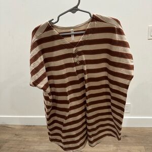 Rylee + Cru girls Striped Brown and Cream dress NWOT